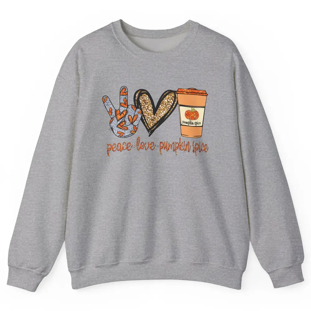 Peace Love Fall Pumpkin Spice Fall Halloween Thanksgiving Unisex Crewneck Sweatshirt