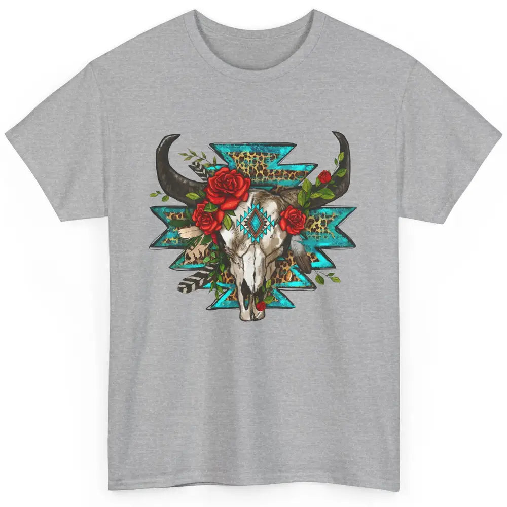 Aztec Heifer Skull Roses Cowboy Floral Leopard Vintage Texas Classic Unisex T-Shirt