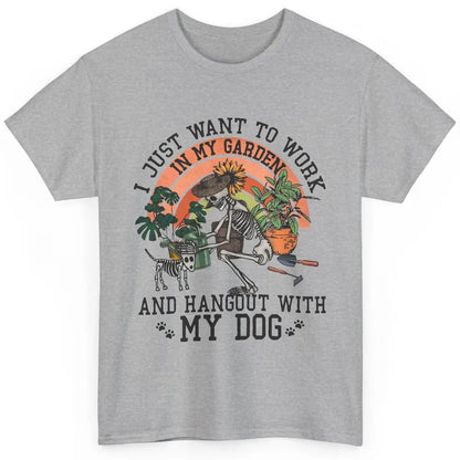 Retro Skeleton Gardening In The Garden Hang Out With My Dog Classic Unisex T-Shirt