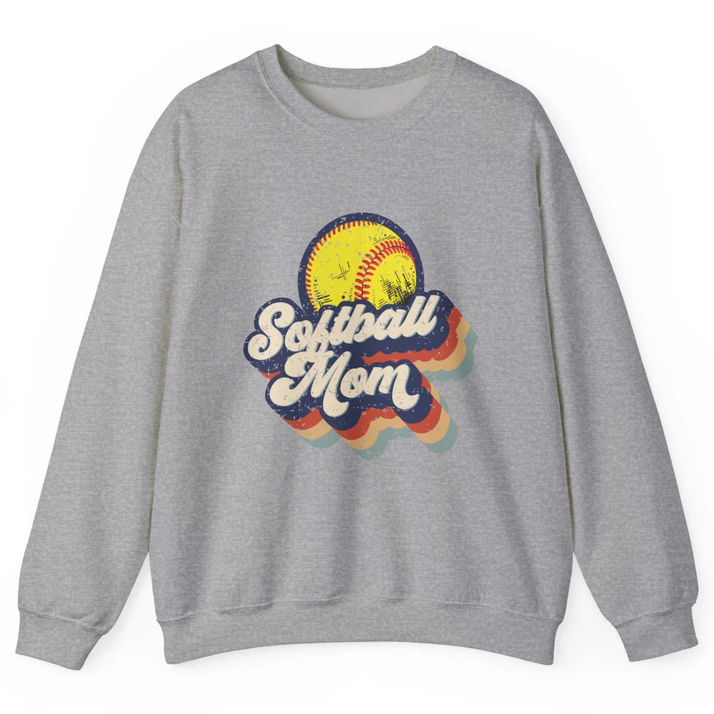 Retro Softball Mom Catcher Pitcher Mothers Softball Player Unisex Crewneck Sweatshirt