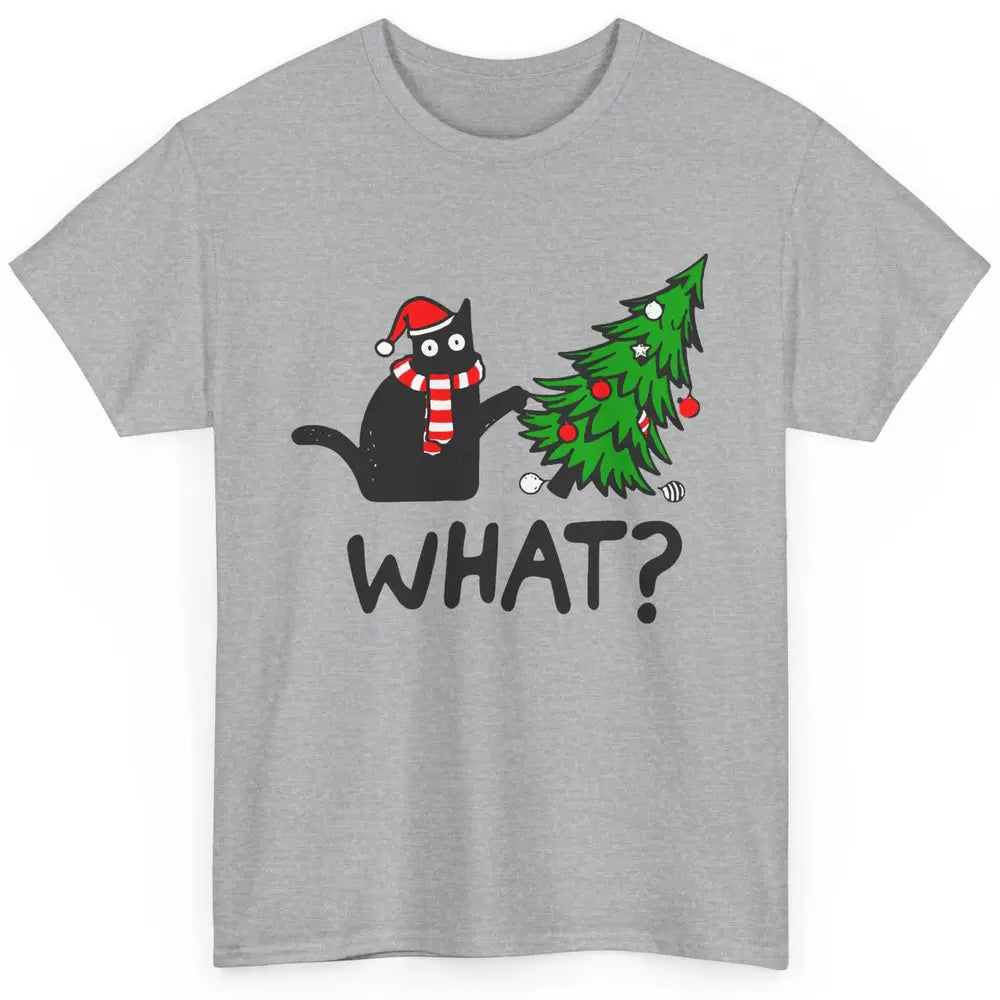 Funny Black Cat Christmas Light Santa What Christmas Costume Classic Unisex T-Shirt