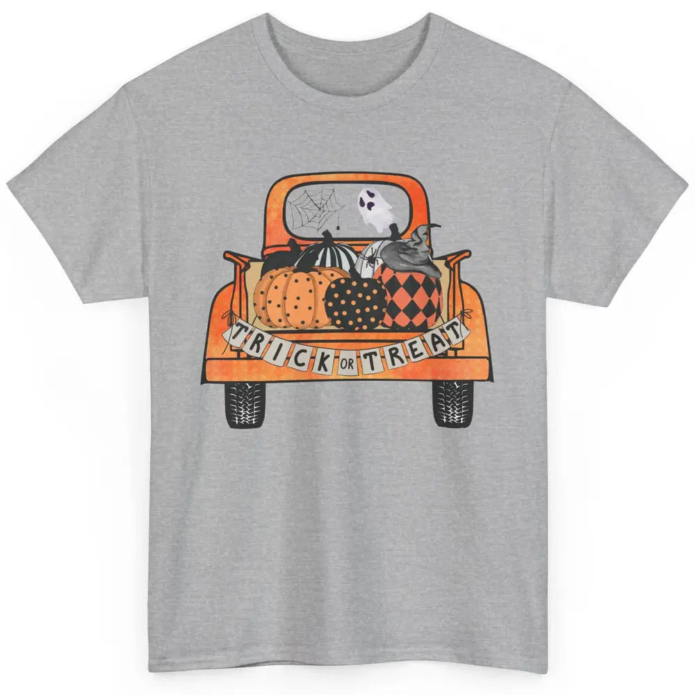 Retro Fall Pumpkin Truck Fall Halloween Trick Or Treat Gift Classic Unisex T-Shirt