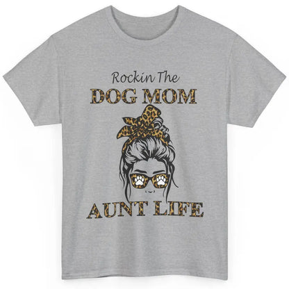 Rockin the Dog Mom Aunt Life Messy Bun Mom Leopard Bandana Classic Unisex T-Shirt