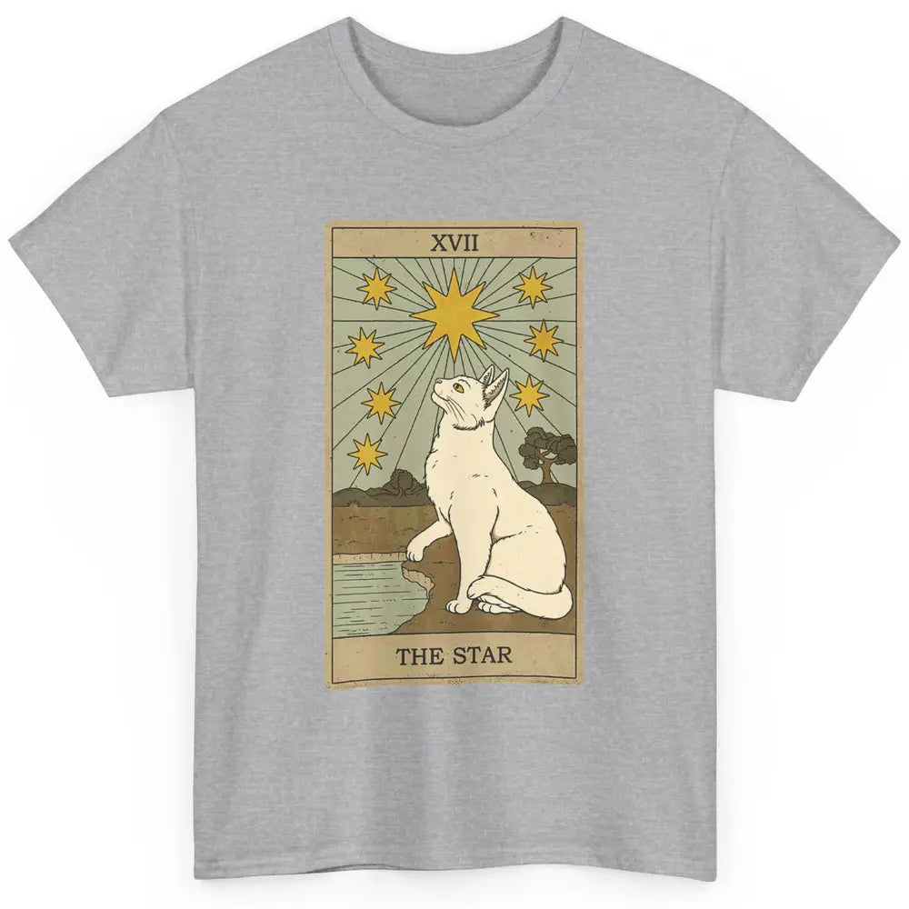 Tarot Card The Star White Cat Retro Mermaid Gothic Vintage Classic Unisex T-Shirt