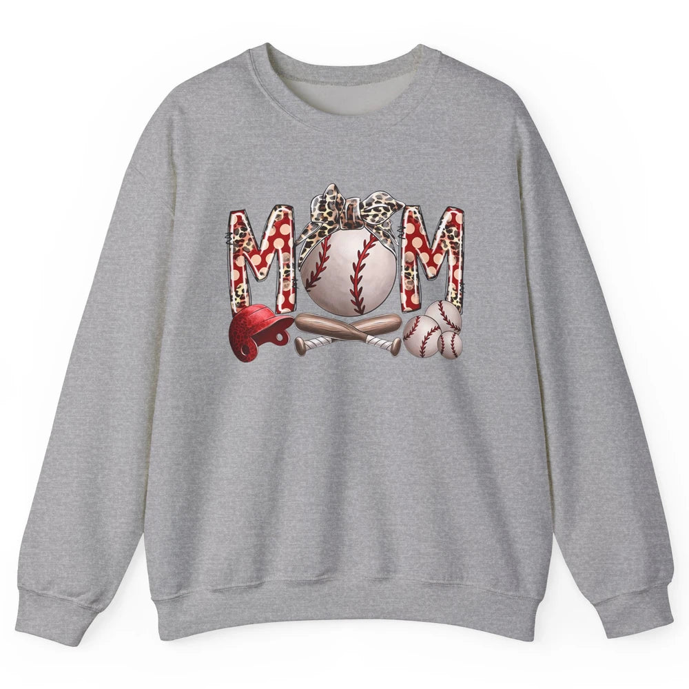 Baseball Mom Leopard Bandana Mom Love Baseball Mother's Day Unisex Crewneck Sweatshirt