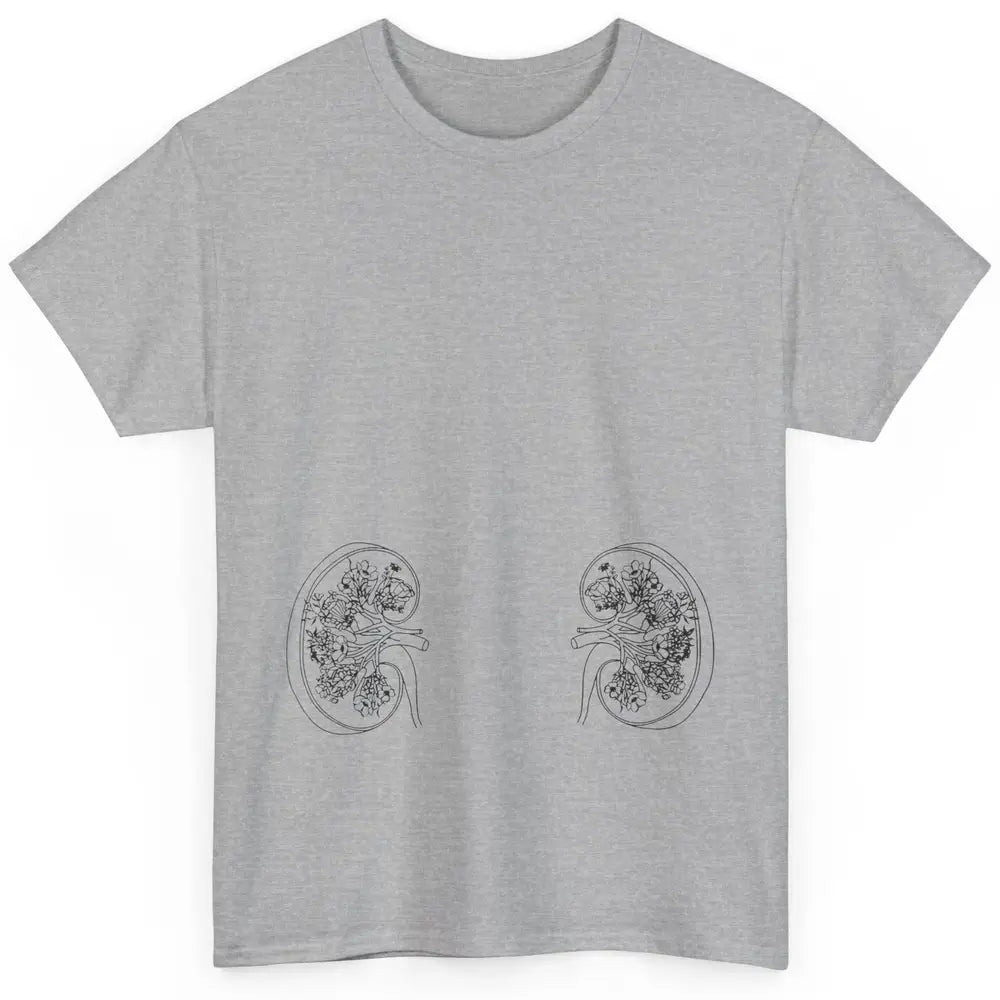 Floral Kidney Anatomy Two Kidneys Human Body Anatomy Classic Unisex T-Shirt