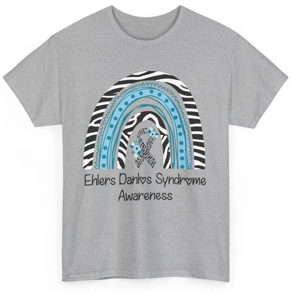 Ehlers Danlos Syndrome Awareness EDS Zibra Ribbon Rainbow Classic Unisex T-Shirt