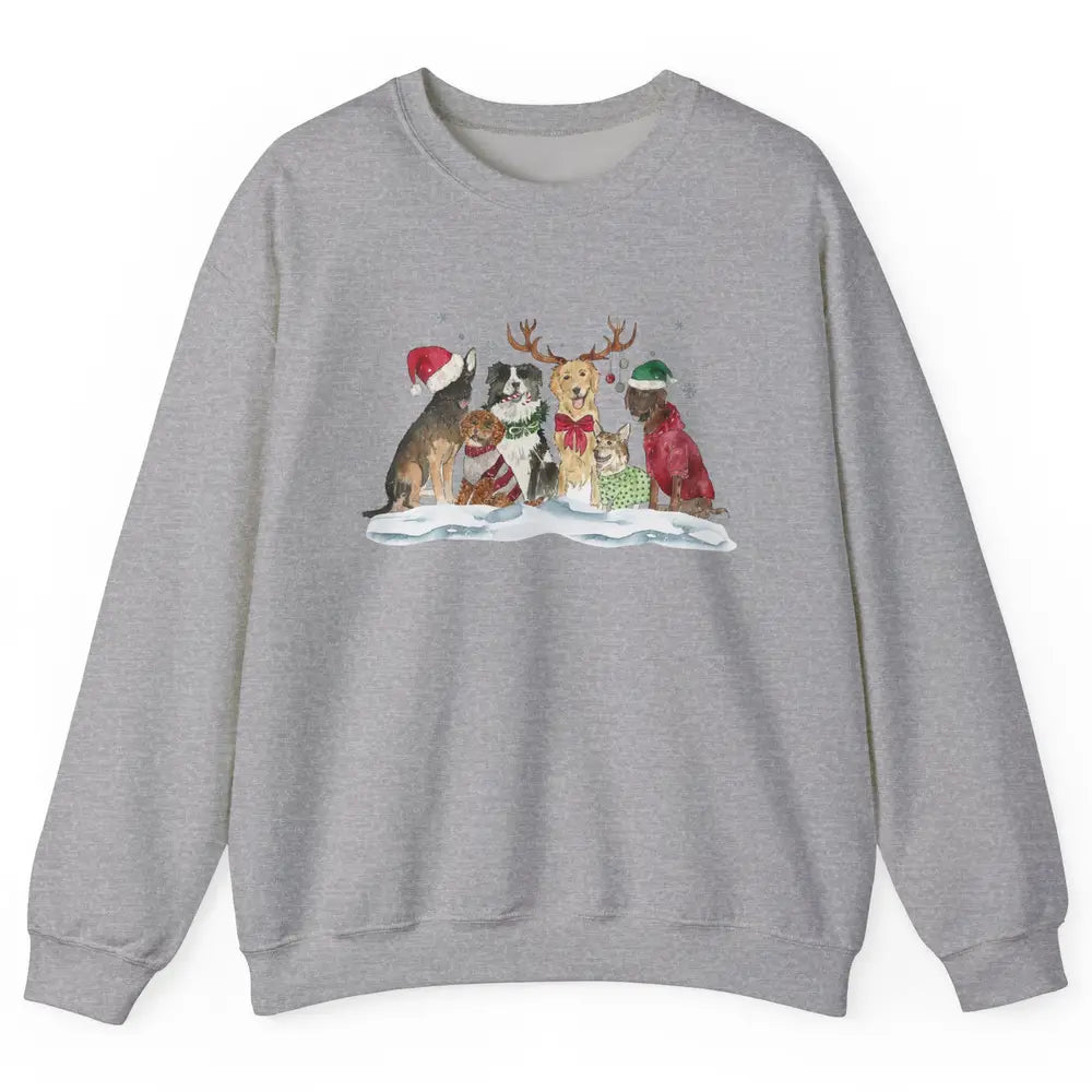 Funny Happy Howliday Corgi Golden Retriever Poodle Christmas Unisex Crewneck Sweatshirt