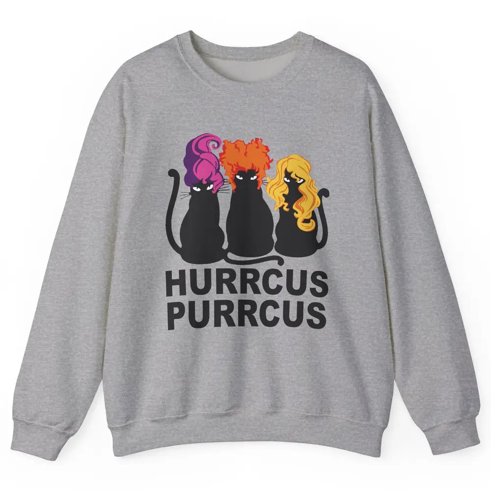 Black Cat Witch Hurrcus Purrcus Halloween Costume Cat Lovers Unisex Crewneck Sweatshirt