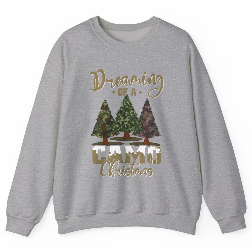 Christmas Tree Dreaming Of A Camo Christmas Veteran Gift Unisex Crewneck Sweatshirt