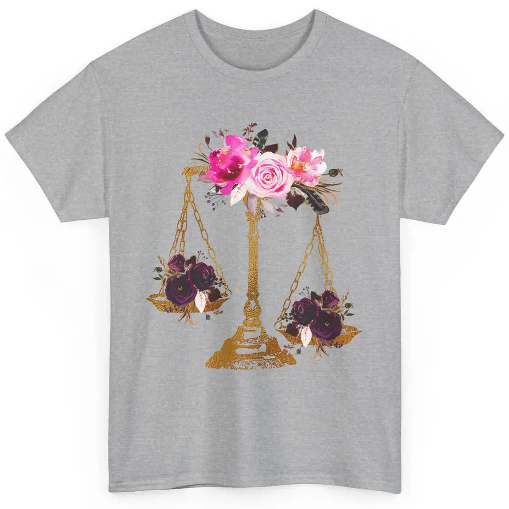 Wildflowers Lawyer Office Scales Roses Justice Law School Classic Unisex T-Shirt