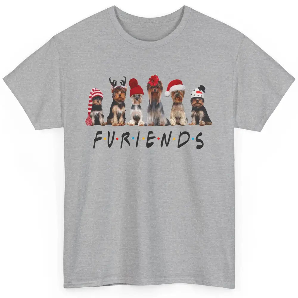 Funny Yorkie Furiends Merry Christmas Hat Santa Dog Lovers Classic Unisex T-Shirt