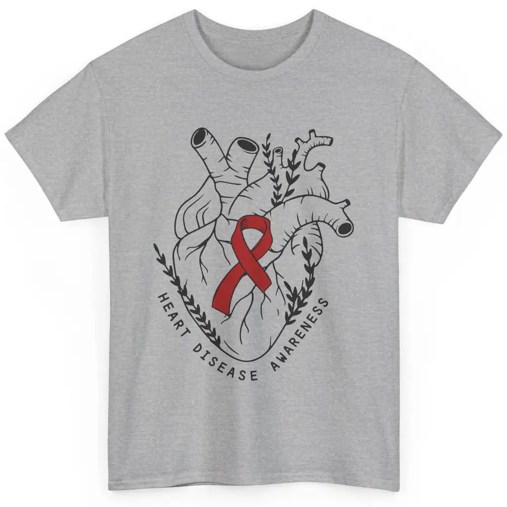 CHD Congenital Heart Disease Awareness Red Ribbon Heart Gift Classic Unisex T-Shirt