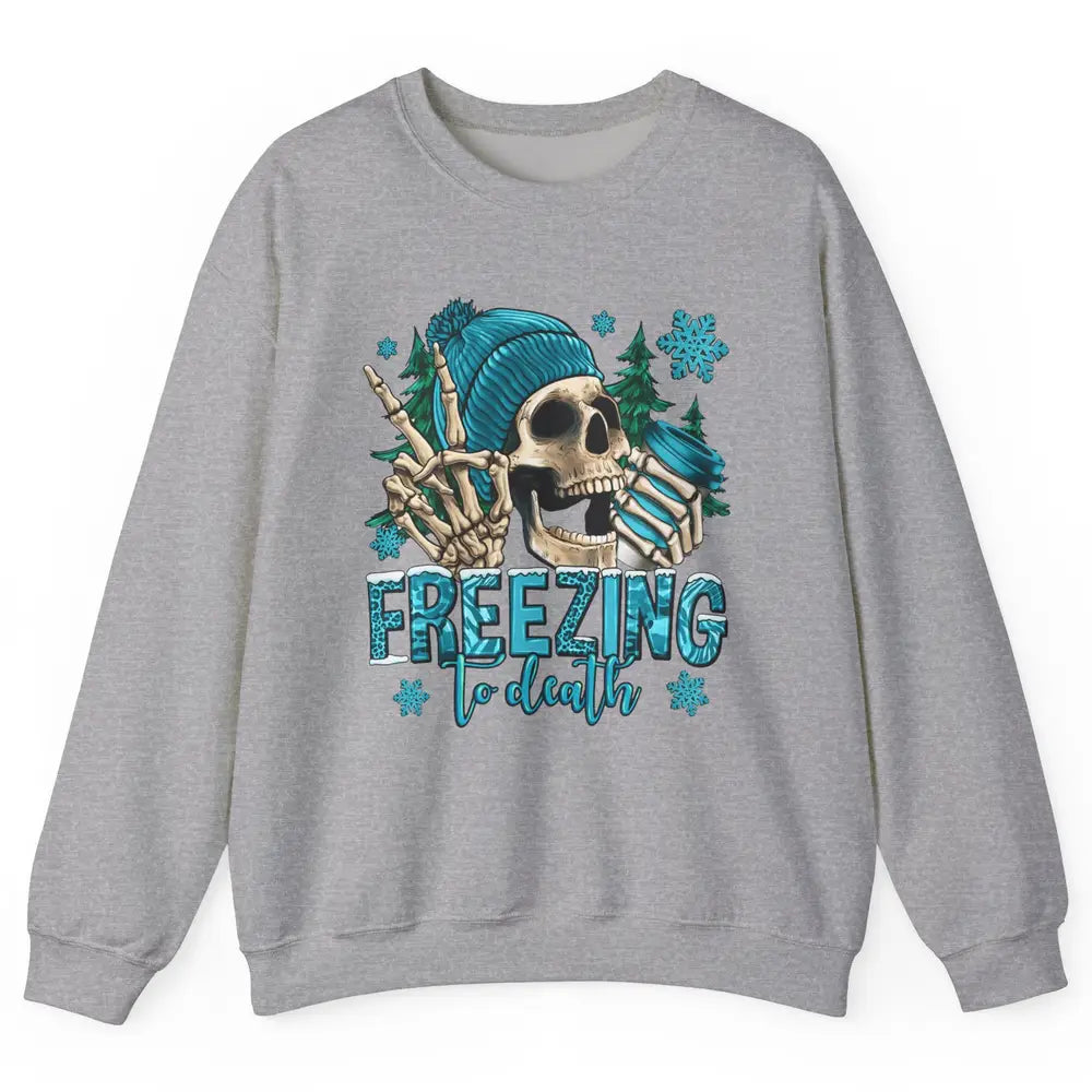 Funny Leopard Skull Freezing To Death Funny Christmas Winter Unisex Crewneck Sweatshirt