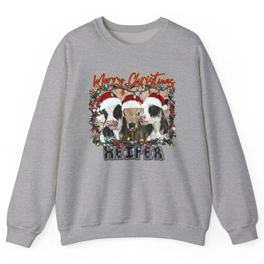 Funny Cow Merry Christmas Hanging With My Heifer Farmer Gift Unisex Crewneck Sweatshirt