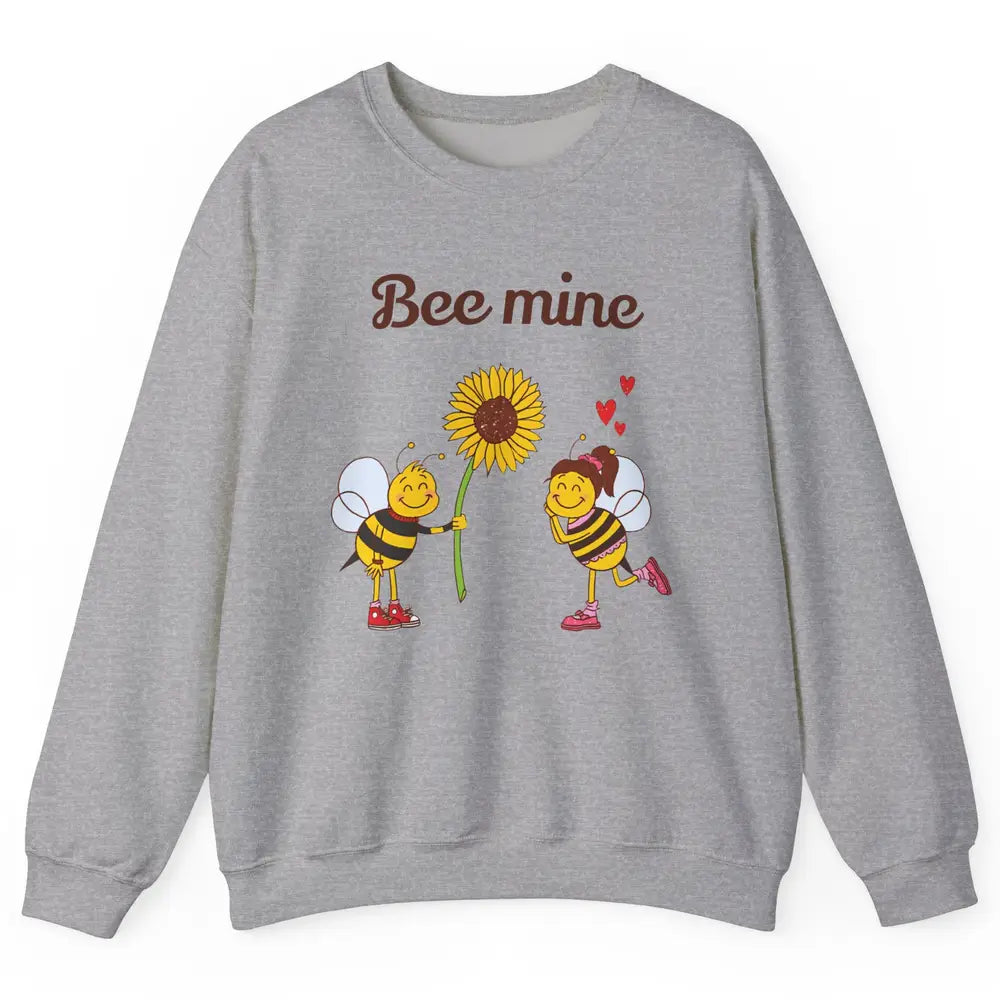 Bee Mine Love Valentine's Day Couple Romantic Bee Love Unisex Crewneck Sweatshirt