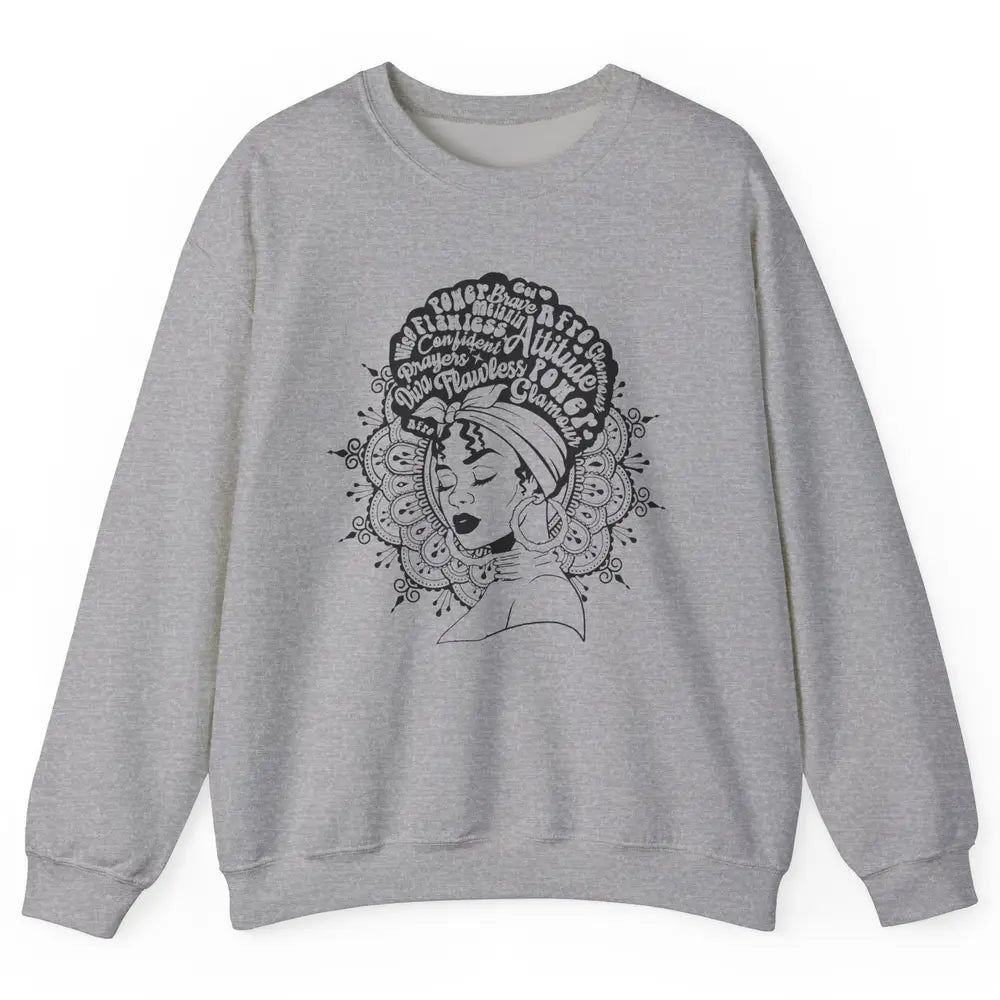 Afro Melanin Woman Turban Hair Quotes African American Woman Unisex Crewneck Sweatshirt