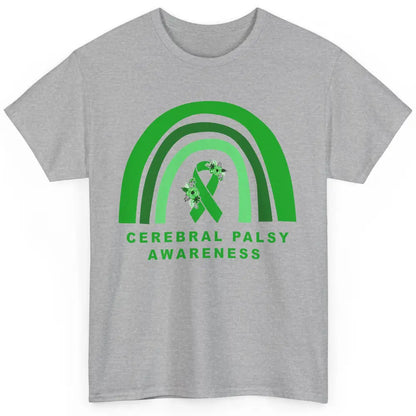 Cerebral Palsy Awareness Floral Green Rainbow Brain Disease Classic Unisex T-Shirt