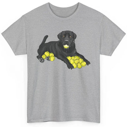 Funny Black Labrador Retriever Dog Play Tennis Balls Player Classic Unisex T-Shirt