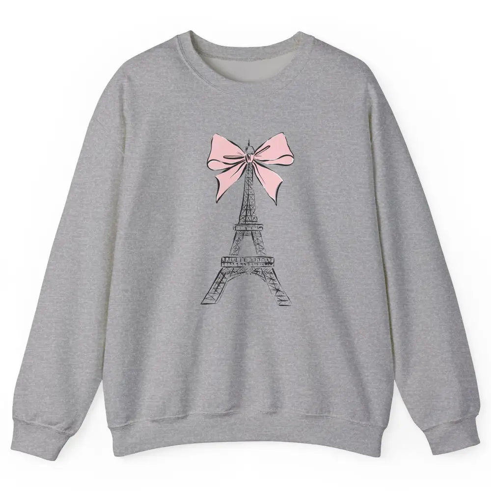 Voyager Floral Eiffel Tower Minimal Paris France Travel Girl Unisex Crewneck Sweatshirt