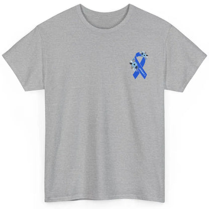 We Wear Blue Angelmans Syndrome Awareness Floral Blue Ribbon Classic Unisex T-Shirt