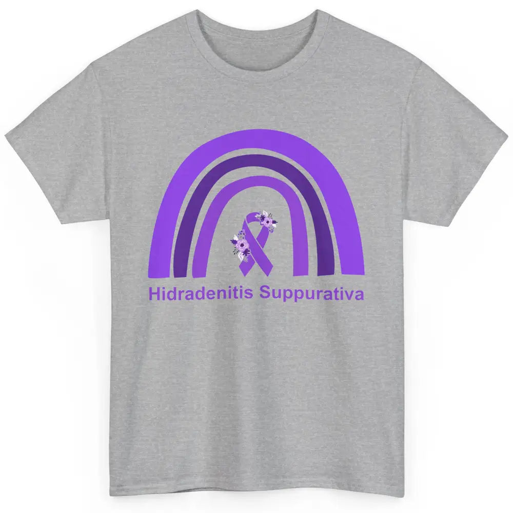 Small Fiber Neuropathy Awareness Floral Purple Rainbow Classic Unisex T-Shirt