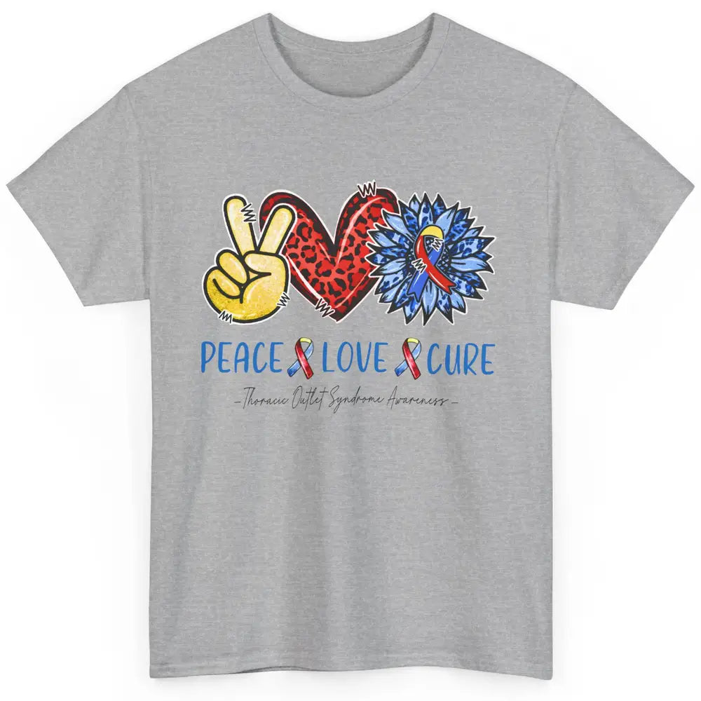 Thoracic Outlet Syndrome Awareness Peace Love Cure Sunflower Classic Unisex T-Shirt