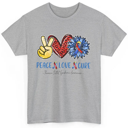 Thoracic Outlet Syndrome Awareness Peace Love Cure Sunflower Classic Unisex T-Shirt