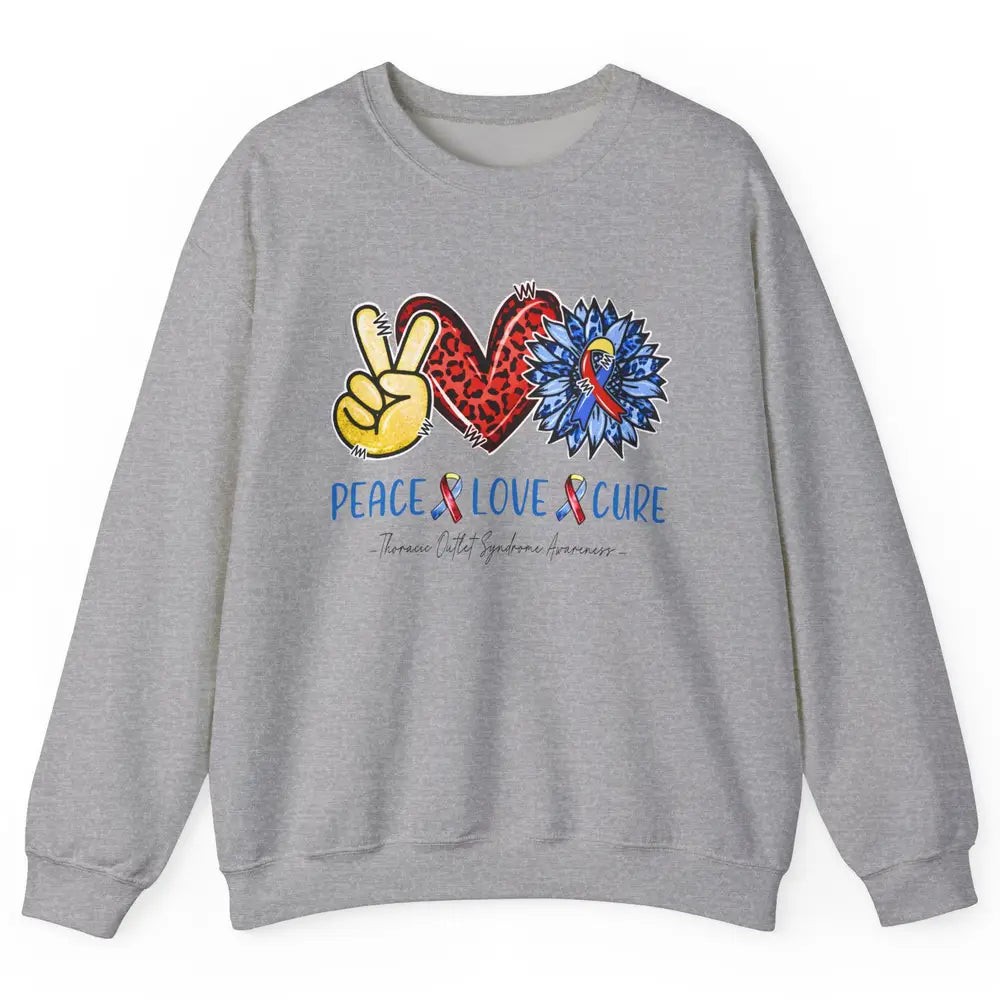 Thoracic Outlet Syndrome Awareness Peace Love Cure Sunflower Unisex Crewneck Sweatshirt