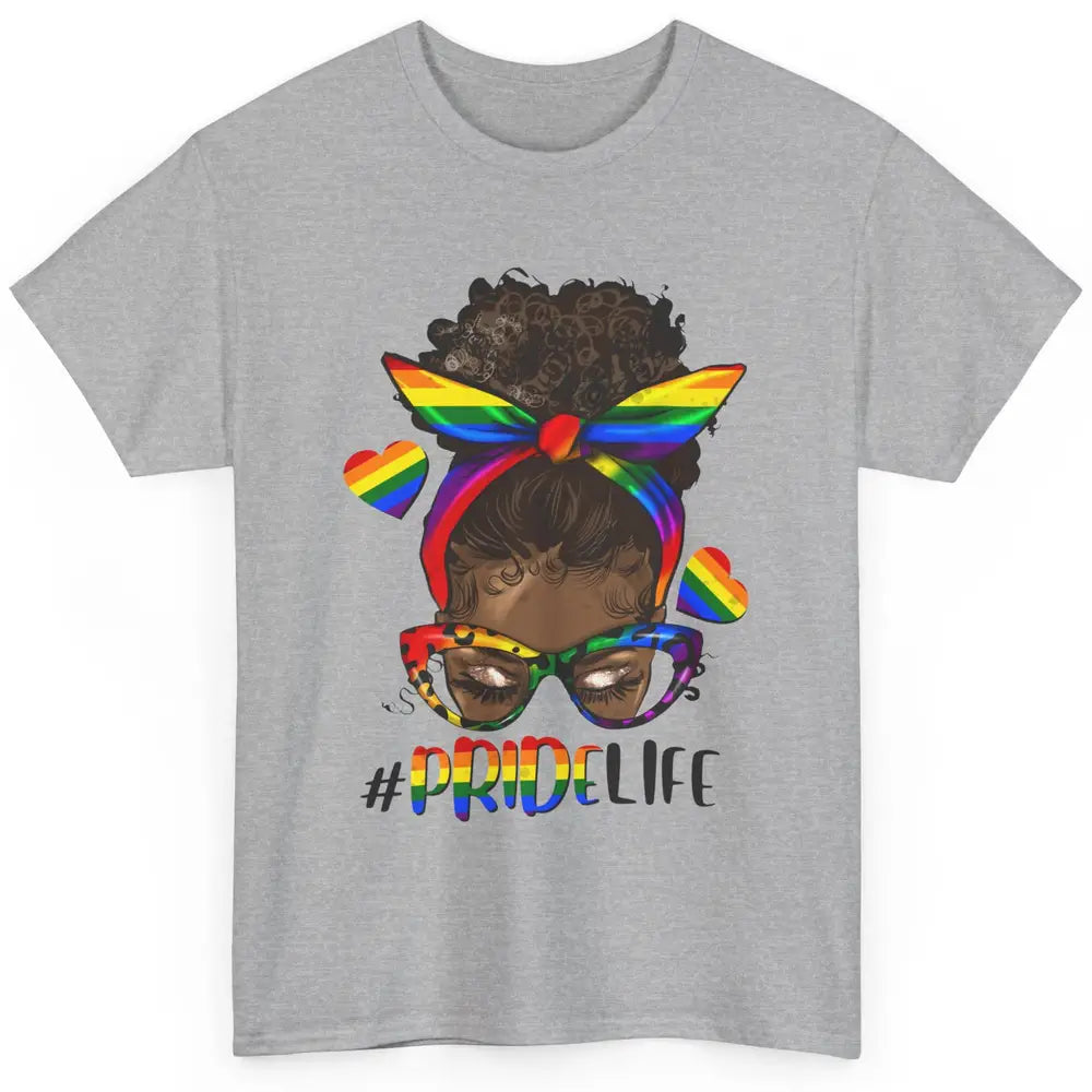 Black Melanin Messy Bun Rainbow Bandana Pride Life LGBTQ Classic Unisex T-Shirt