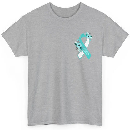 Cervical Cancer Awareness Support Turquoise Ribbon Pocket Sz Classic Unisex T-Shirt