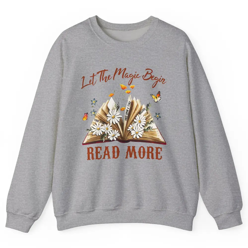 Aesthetic Read More Daisy Flowers Library Bookworm Butterfly Unisex Crewneck Sweatshirt