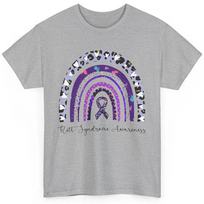 Cystic Fibrosis CF Awareness Leopard Purple Ribbon Rainbow Classic Unisex T-Shirt