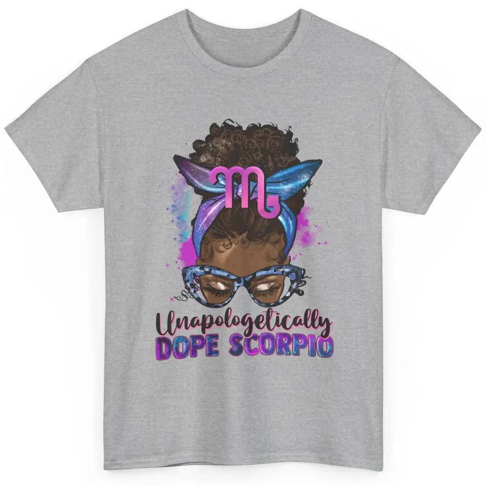 Afro Scorpio Queen Galaxy Horoscope Messy Hair Black Woman Classic Unisex T-Shirt