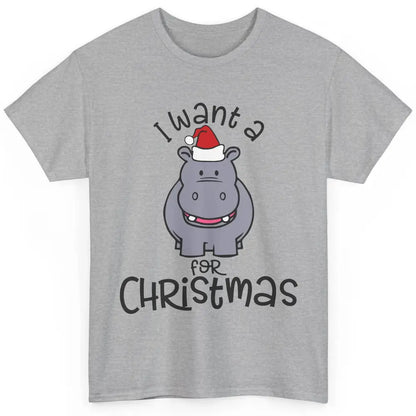 Funny I Want A Hippopotamus For Christmas Tree Hippo Santa Classic Unisex T-Shirt