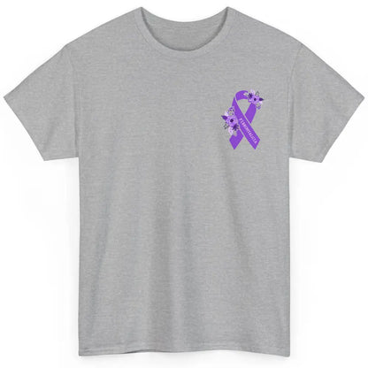 Fibromyalgia Awareness Support Purple Ribbon Pocket Size Classic Unisex T-Shirt