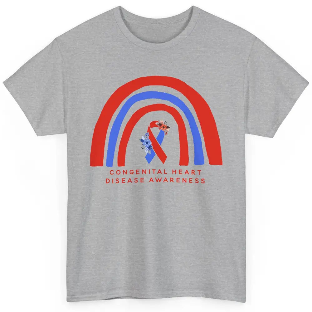 CHD Congenital Heart Disease Awareness Red Blue Ribbon Classic Unisex T-Shirt