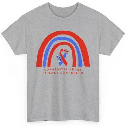 CHD Congenital Heart Disease Awareness Red Blue Ribbon Classic Unisex T-Shirt