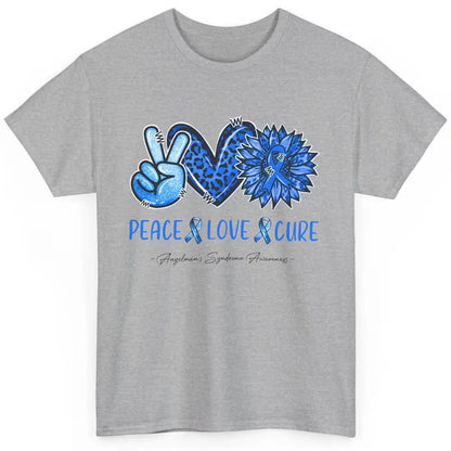 Angelman's Syndrome Blue Ribbon Peace Love Cure Sunflower Classic Unisex T-Shirt