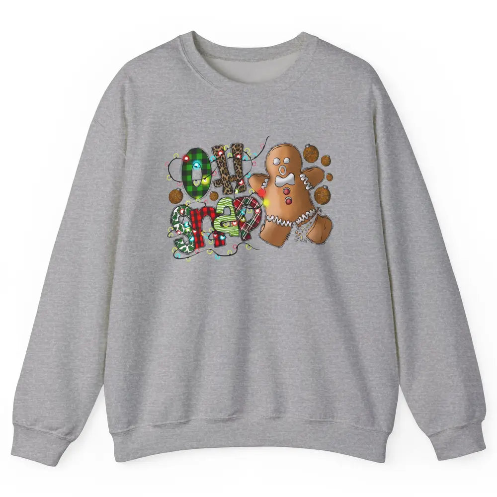 Funny Gingerbread Broken Oh Snap Western Christmas Leopard Unisex Crewneck Sweatshirt