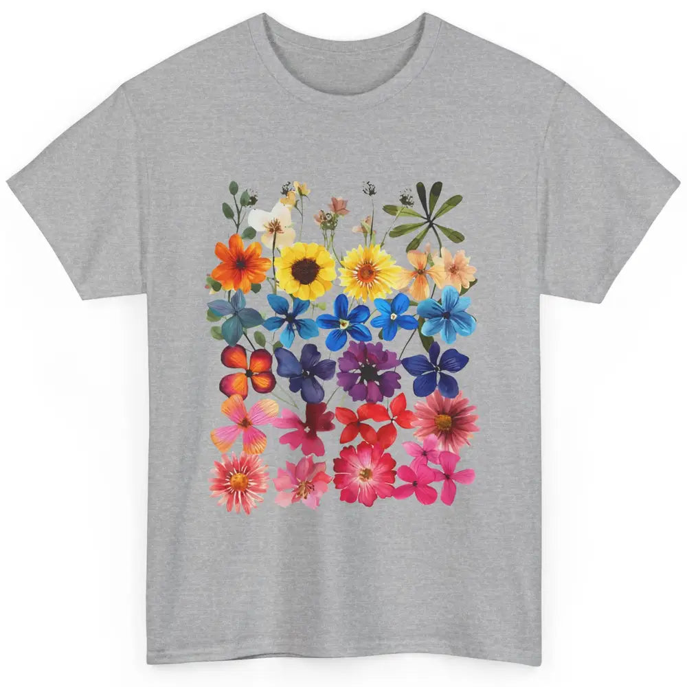 Vintage Pressed Flowers Plant Botanical Garden Wildflower Classic Unisex T-Shirt