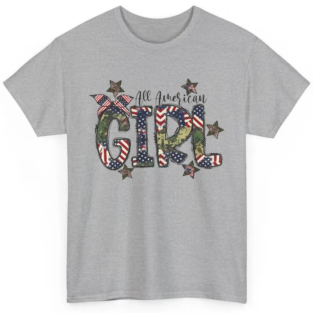 All American Girl American Flag Patriotic Military 4th July Classic Unisex T-Shirt