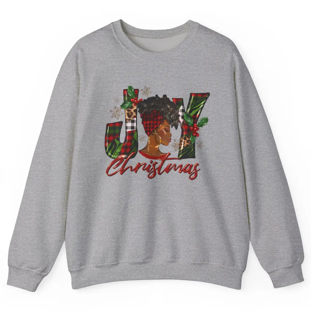 Leopard Black Woman Joy Melanin Christmas Black Christmas Unisex Crewneck Sweatshirt