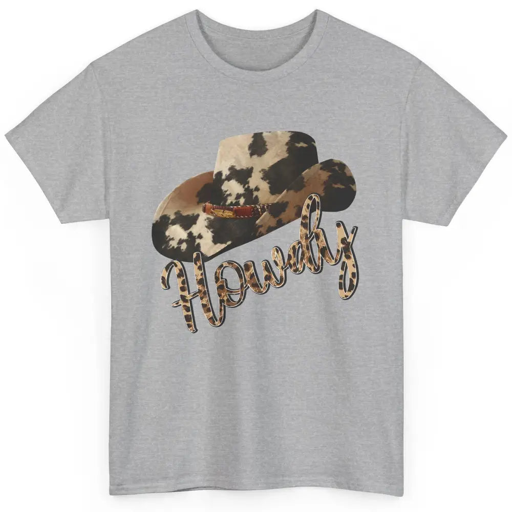 Vintage Leopard Cowboy Hat Howdy Western Country Cowgirls Classic Unisex T-Shirt