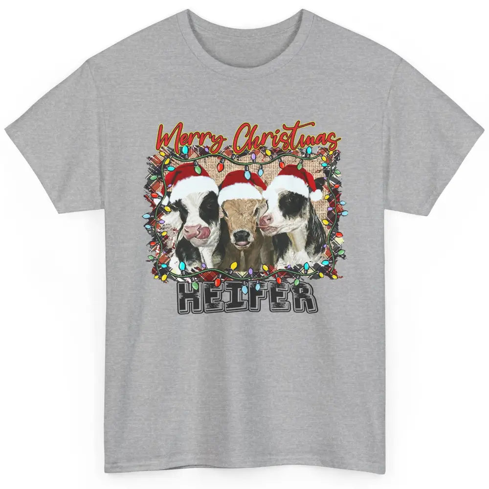 Funny Cow Merry Christmas Hanging With My Heifer Farmer Gift Classic Unisex T-Shirt