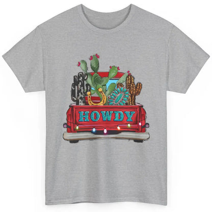 Howdy Truck Cactus Cowhide Western Christmas Gemstone Truck Classic Unisex T-Shirt