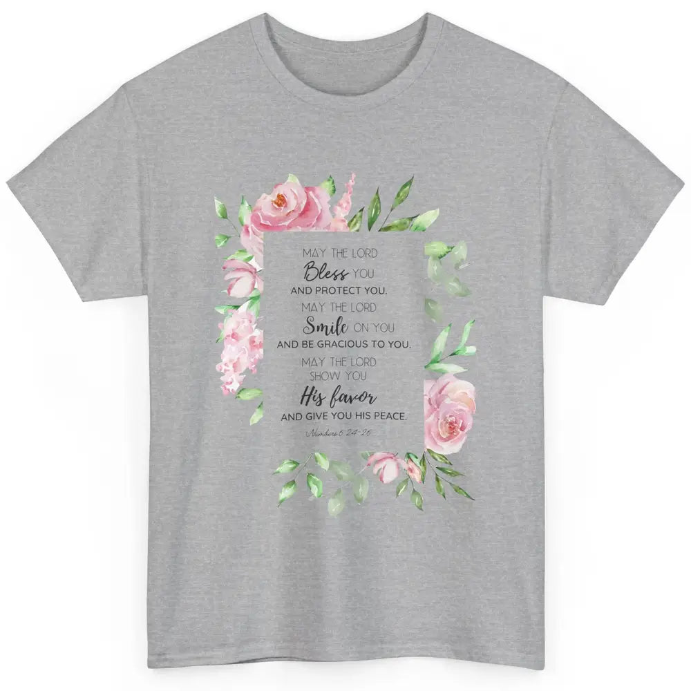 Floral Christian Belief May The Lord Bless You Bible Verse Classic Unisex T-Shirt