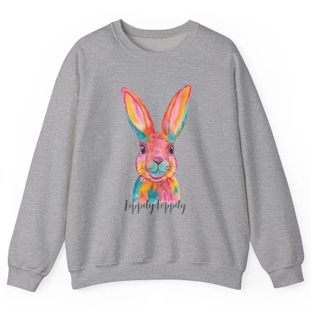 Watercolor Hippity Hoppity Bunny Dance Easter Rabbit Hip Hop Unisex Crewneck Sweatshirt