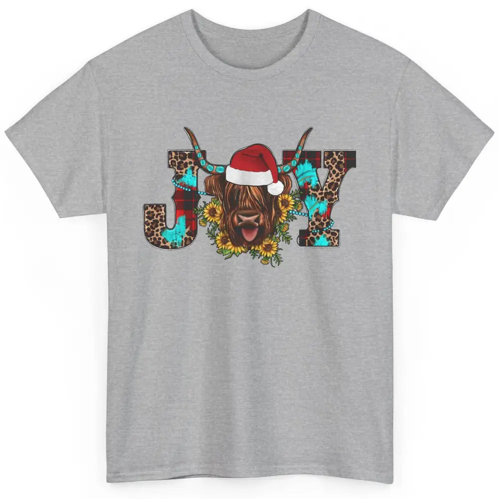 Highland Cow Christmas Joy Heifer Western Country Cowboy Classic Unisex T-Shirt