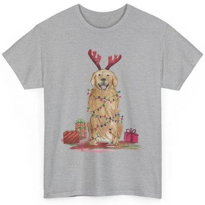 Santa Golden Retriever Reindeer Snowflake Christmas Costume Classic Unisex T-Shirt